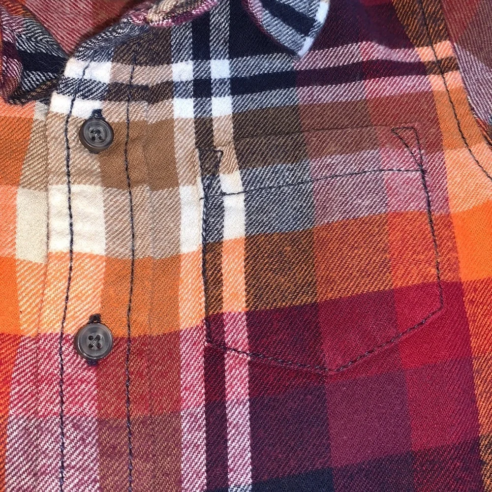 Gymboree Orange Plaid Flannel Shirt 12-18M EUC Baby Boy